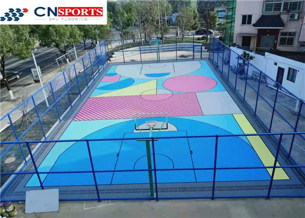 Quality SPU Synthetic Basketball Court Flooring IAAF No Bubbles for sale