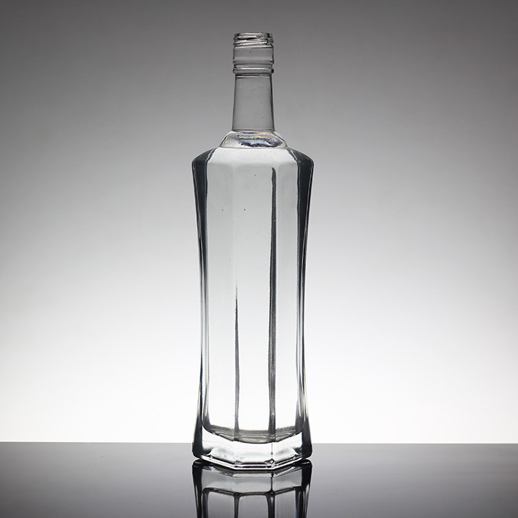 China Flint Acid Etch Unique Shape Glass Bottles for Rum Liquor Brandy Whisky Vodka Tequila factory