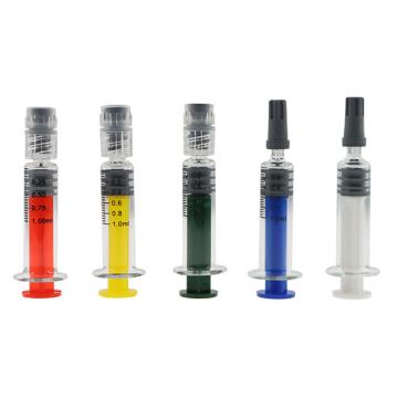 Quality Borosilicate Glass Custom Weed Pack 1ml Colored Luer Lock Syringe For Concentrat for sale