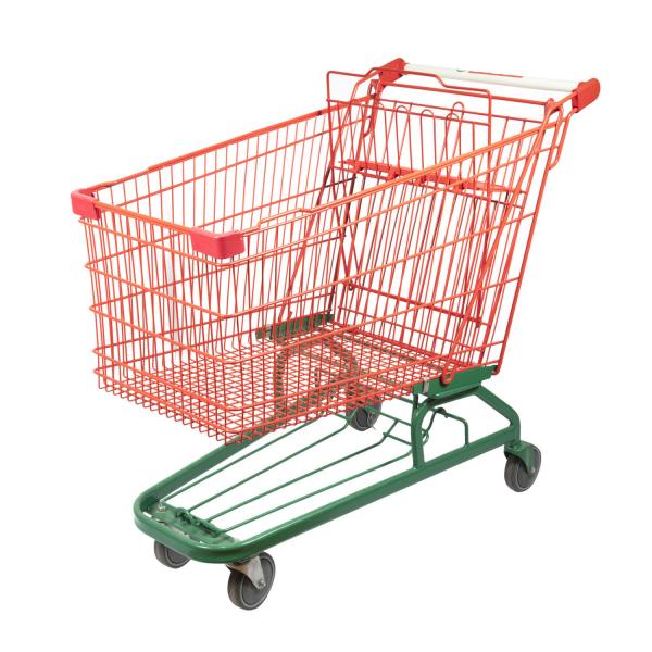 Quality Steel Mesh Supermarket Grocery Cart 150kgs Load Capacity for sale