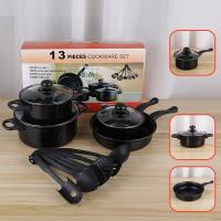 Quality Kitchen 13 Piece Non Stick Cast Iron Cookware Set Black Pot And Pans for sale