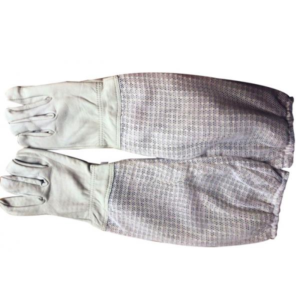 Quality White Sheepskin Beekeeping Gloves of Three Layer Long Breathable Cuff for sale