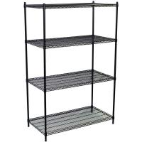 China Grocery Store Heavy Duty Commercial Wire Shelving 4 Layers Black Epoxy Surface Finish factory