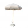 China Outdoor 2M Wood Pole Fiberglass Ribs Straight Sun Umbrella With Tassel factory