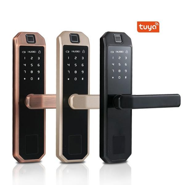 Quality Red Bronze Fingerprint Smart Door Locks Zinc Alloy With Handles for sale