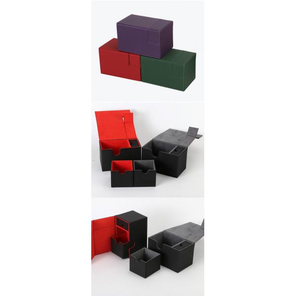 Quality Shockproof Deck Card Box Divider PU Leather Deck Case Medium Size for sale