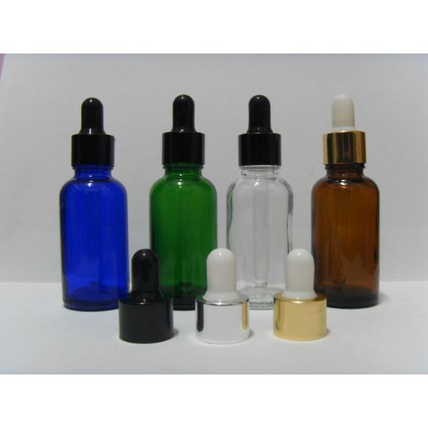 Quality FDA Free Lotion Glass Bottles With Silver Collar And White Bulb / Liquid Dropper Bottle for sale