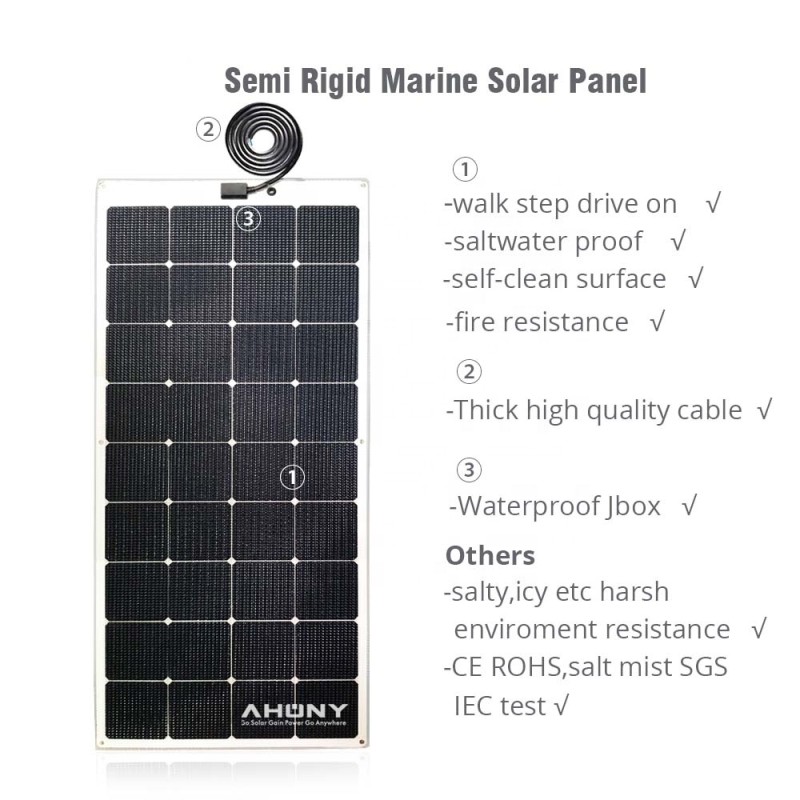 Semi Rigid Solar Array ETFE Marine Semi Rigid Solar Panels 135w Bifacial Solar Module For ...