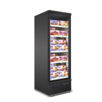 China 450 Liters Plug In R290 Refrigerant Swing Upright Glass Door Freezer Merchandiser for sale