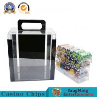China 1000PCS Poker Round Chips Carrier Handle Full Transparent Chips Case factory