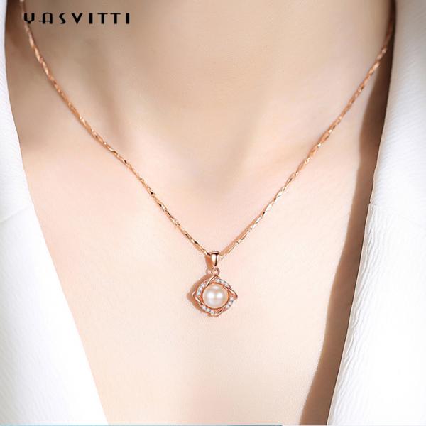 Quality 45.5cm Christmas 8g Sterling Silver Jewelry Necklaces 14K 28mm Pearl Diamond for sale