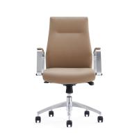 China Middle Back Leather Office Chair Swivel With Aluminum Armrest for sale