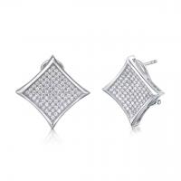 China Tetragonal Earrings Screw Micropave Sterling Silver 1.25mm AAA+ 925 Silver CZ factory