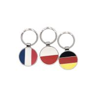 Quality National Flag Round Metal Keychain Laser Engraving UV Printing Logo for sale