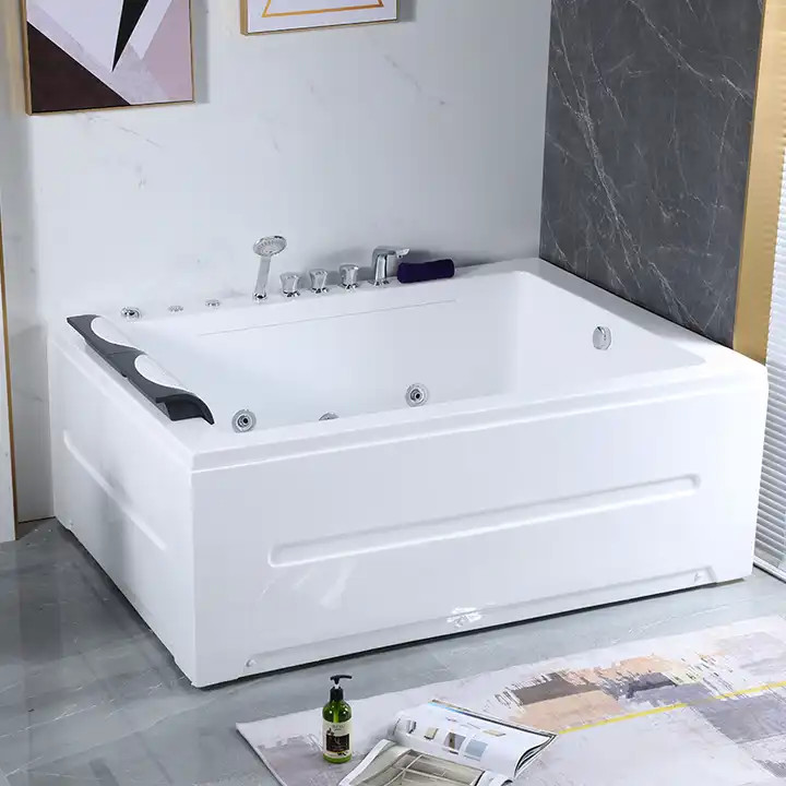 China Acrylic Bathroom Sanitary Ware Fibreglass Double Whirlpool Spa Bathtub factory