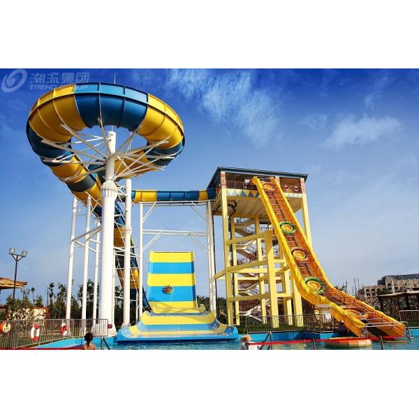 Quality Outdside Giant Boomerang Fiberglass Water Slide For 6 Person , Water Park Tower Height 18.75M for sale
