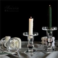 China Christmas Wedding Candle Holder Glass Candle Pillars Set 19cm 27cm 35cm for sale