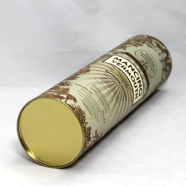 Quality Customised Movable Tin Lid silver stamping Kraft Paper Tube Packaging , Wine Bottle paper cans for sale