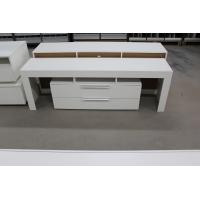China Small Wood TV Stand With Drawers , Contemporary Style White Melamine TV Unit factory