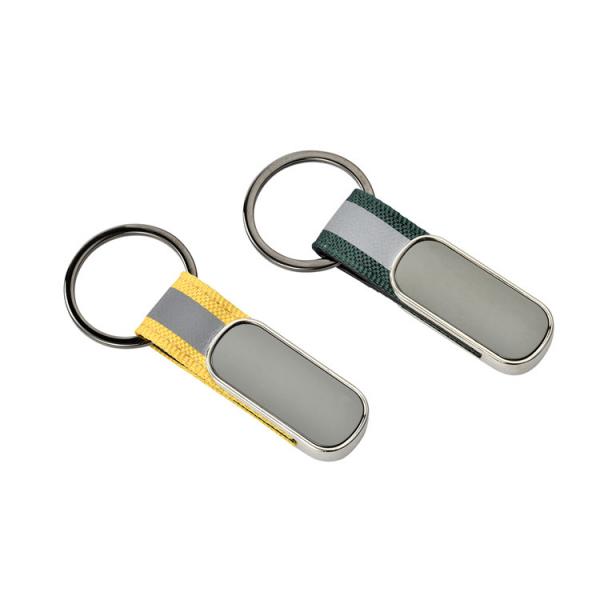 Quality Webbing Strap Metal Keychain Holder Rectangle Pantone Color Zinc Alloy Iron for sale