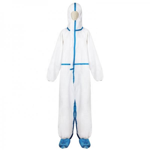 Quality White Latex Free Waterproof Disposable Microporous Coveralls With Hood for sale