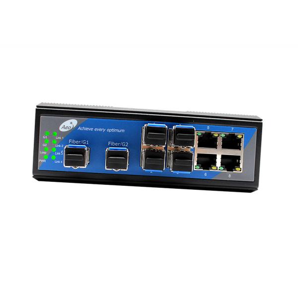Quality Industrial Guide Rail SFP Switch 2 Gigabit SFP and 4 10/100Mbps Ethernet and 4 10/100Mbps SFP Ports for sale