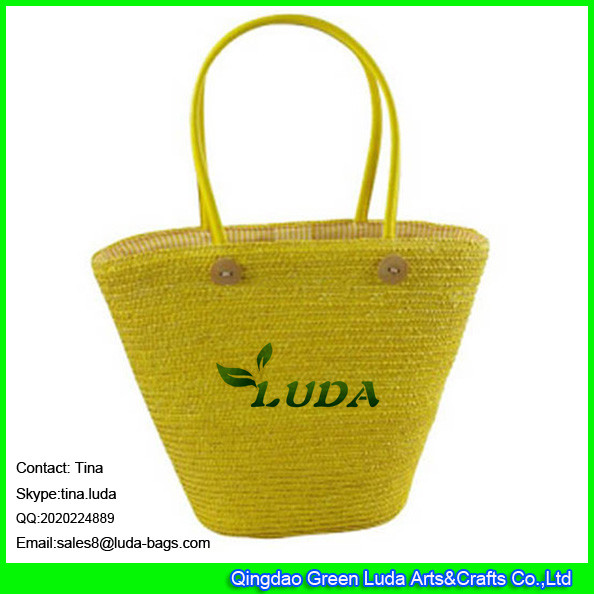 China LUDA online buy straw handbag beaded wheat straw handmade bag factory
