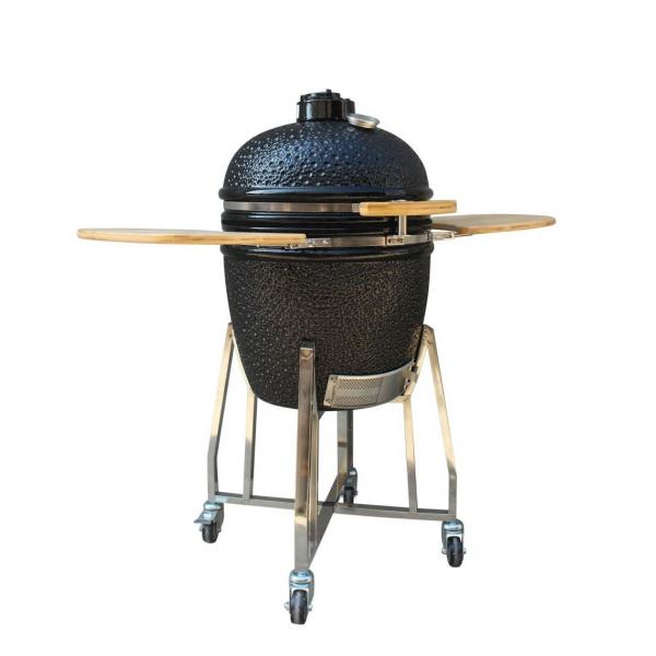 Quality Outdoor Charcoal Ceramic Kamado Grill  22 Inch Black Color Stainless Steel for sale