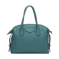China Small Simple Top Layer Dark Green Cowhide Leather Tote Handbags Purse factory
