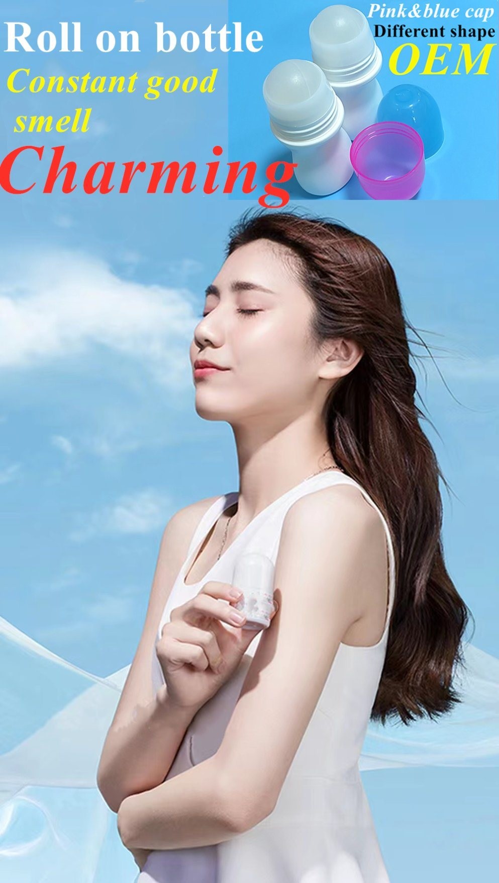 China Summer Custom Latest Design 30 Ml 50 Ml 60ml Refillable White HDPE Deodorant Plastic Roll on Bottle for sale