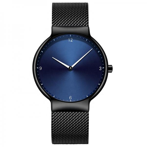Quality Black Dial Black Stainless Steel Strap Watch , Stainless Steel Back Quartz Watch for sale