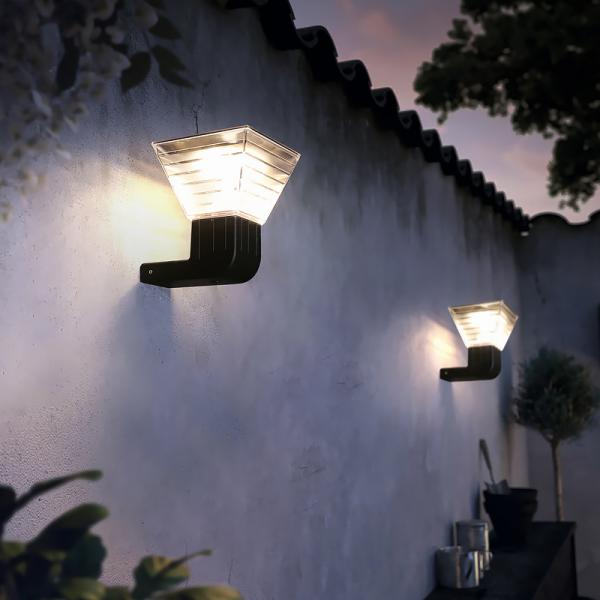 Quality 20W Square Deck to Dawn Solar Powered Wall Lights Upgraded Solar Fence Lamp for sale
