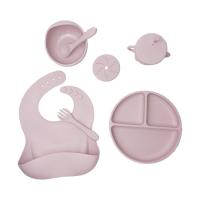 Quality Unbreakable Suction Baby Silicone Feeding Set 5pcs Food Grade With Sippy Cup for sale
