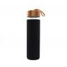 China Silicone Sleeve Bamboo Lid 600ml BPA Free Glass Water Bottle factory