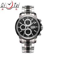 China Men's Fine 316L bracelet watch Nulti-function mechanical movement black tone at mid link factory
