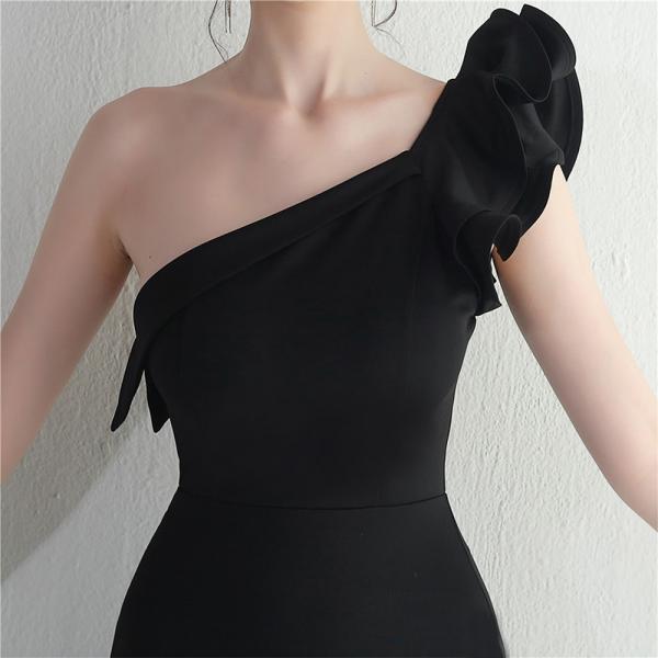 Quality Single Shoulder Slim Fit Formal Dress Ruffled Edge Cover Hip Fashion Sexy Slit for sale
