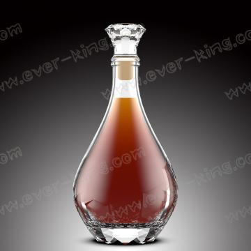 Quality Heat Resistant Clear 750ML Rum Glass Bottle With Diamond Cap for sale