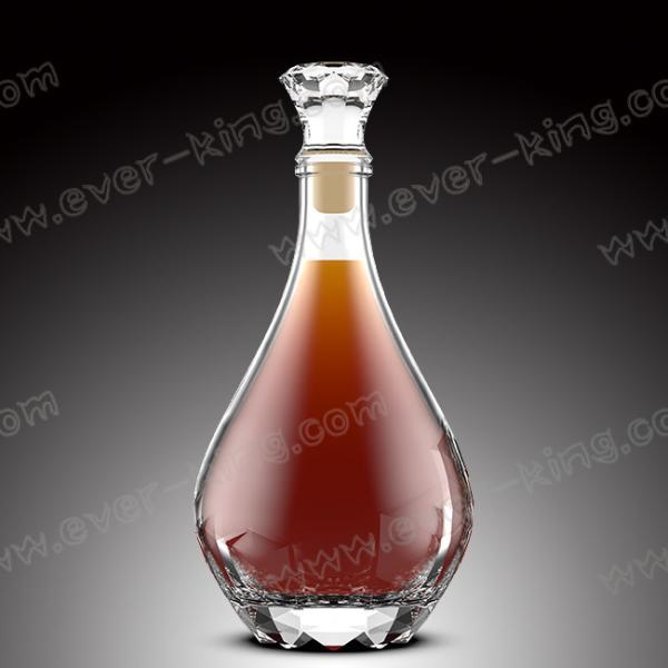 Quality Heat Resistant Clear 750ML Rum Glass Bottle With Diamond Cap for sale