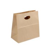 Quality Food Grade Kraft Paper Bags Disposable Custom Printed Strengthen Firmly Handle for sale