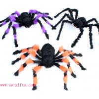 China Halloween Supplies Props Decoration Black Flower Plush Spider Plastic Spider factory