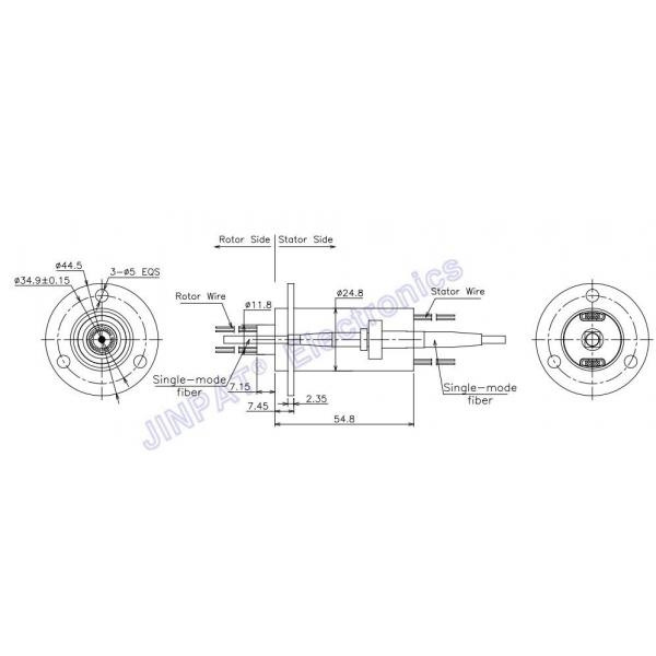 Quality 24 Circuits 2A Single Mode Rotary Slip Ring 300rpm Fiber Optic Rotary Joint for sale