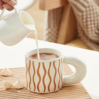 China Unique Handmade Ceramic Mugs Colorful Striped Pattern Tea Milk Porcelain Mug 3d factory