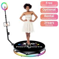 China LED 360 Photo Booth Rental Rotating Free Logo Selfie Prop for Weddings and Parties factory