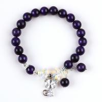 China Purple Tiger Eye Semi Precious Stone Bracelets 8mm Bead Handmade Gemstone Bracelets factory