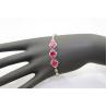 China Fashion Jewellery Silver Link Bracelet with 7x9mm Created Ruby and Clear Cubic Zircon(H13) factory