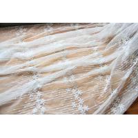 China Embroidery Floral White Tulle Lace Fabric For Dress Clothing / Scarf / Curtain 51.18 Wide factory