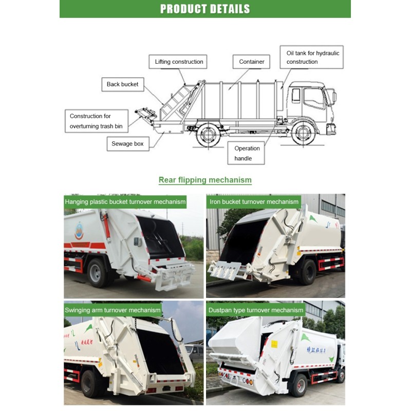 Self Compress Side Loader Waste Truck , 6CBM Rubbish Compactor Truck ...