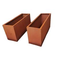 China Square Rusted Corten Flower Pot Metal Flower Planter For Garden / Yard for sale