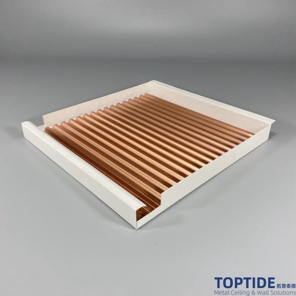 Quality 300mm Waterproof Suspended Corrugated Aluminium Hook On Ceiling Panel Orange for sale