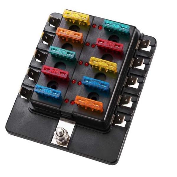 Quality 10 Way Blade Fuse Blocks ATO 125g Trike Fuse Holder With Cover for sale